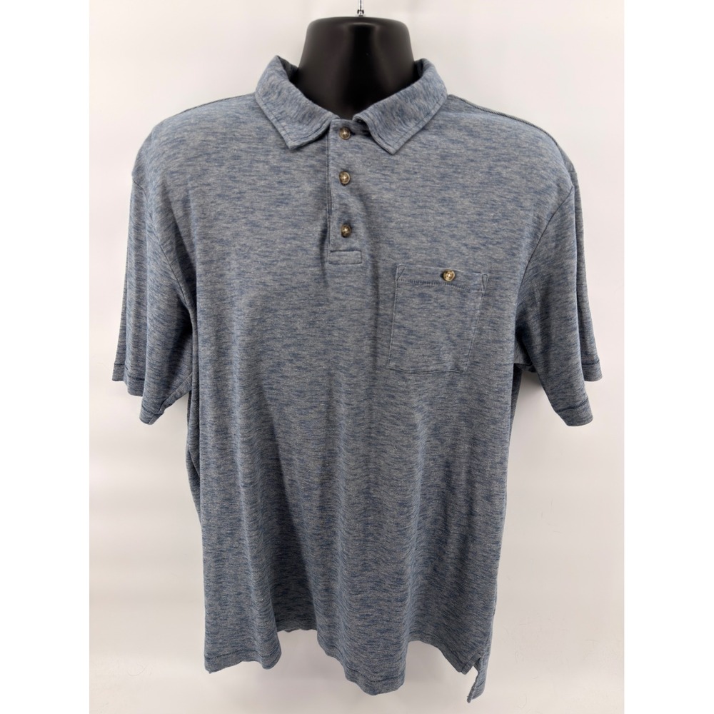 Pendleton Polo Shirt Mens Large Blue Heather Cotton Short Sleeve Pocket Top